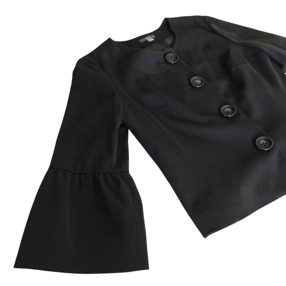 Apt. 9 Women's Black Flare Cuff Button Front Blazer Jacket Size 12 - Picture 4 of 8